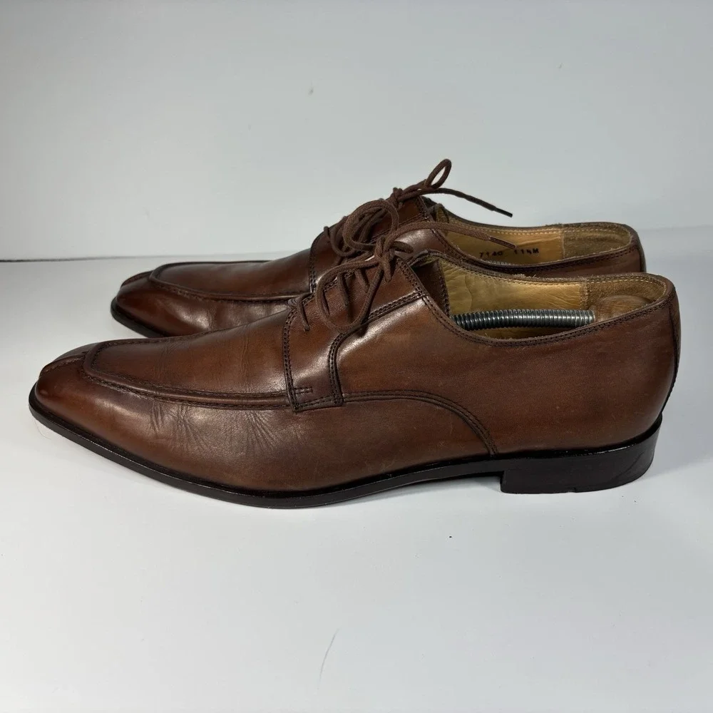 Mercanti Fiorentini Men's Curio Brown Leather Split Toe Lace Up Shoes Italy 11.5